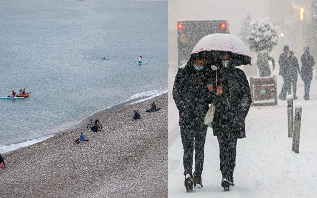 3 gün önce denize giriliyordu! Antalya için kuvvetli sağanak yağış ve kar uyarısı