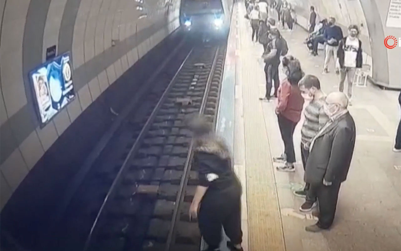 Şişli metrosunda genç kız trenin altına atladı! Mucize kurtuluş kamerada!