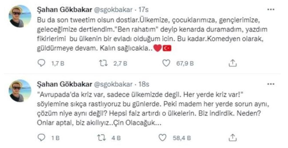 Şahan Gökbakar Twitter'ı kapattı mı Dikkat çeken 'faiz indirimi' tweeti: Bu son...