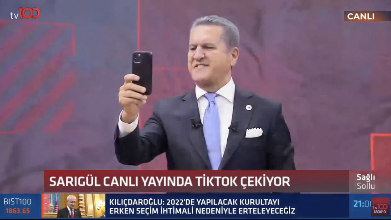 TV100 canlı yayınında Mustafa Sarıgül TikTok çekti! İzleyenler şaştı kaldı: TV'ler burnumuzu bile...
