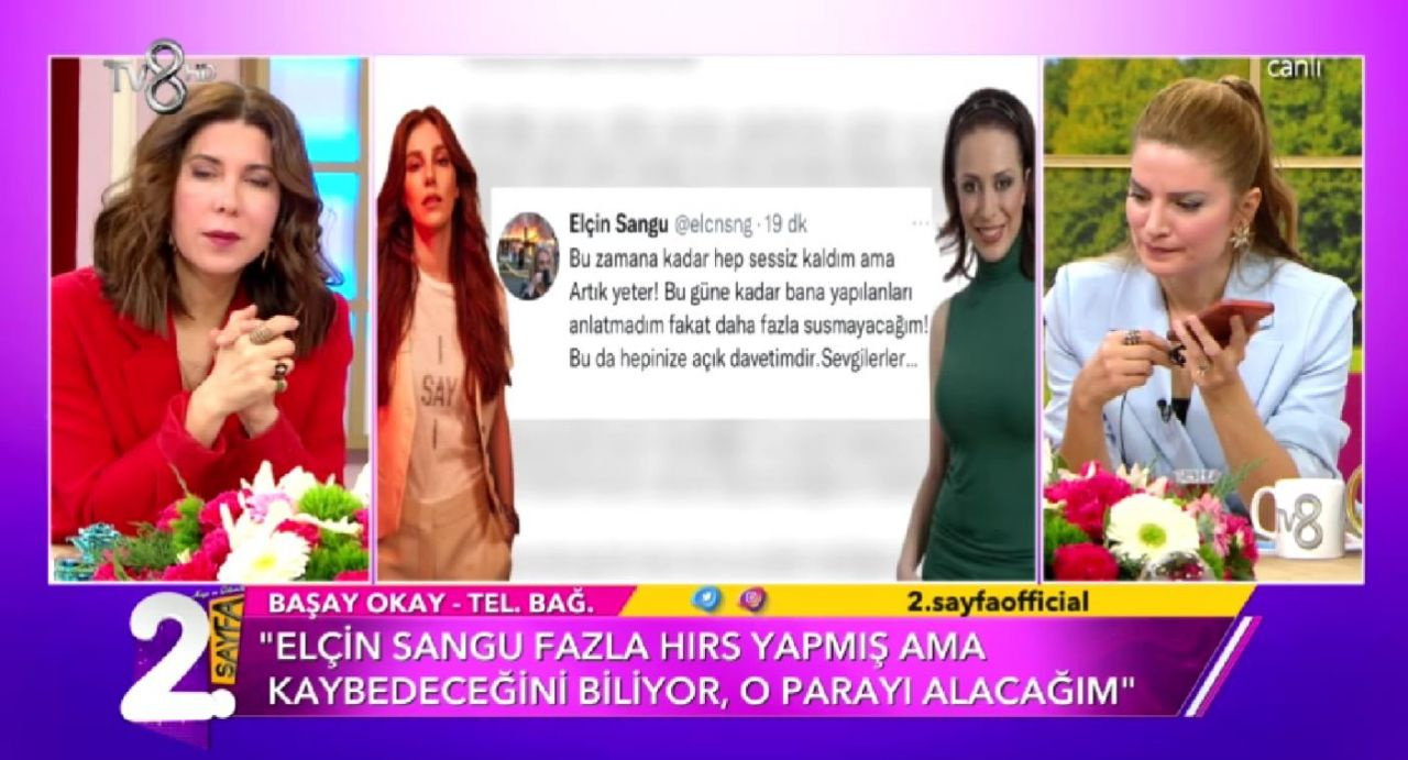 TV8 2. Sayfa canlıda Elçin Sangu'dan milyonlar alacak olan menajer Başay Okay'dan açıklama