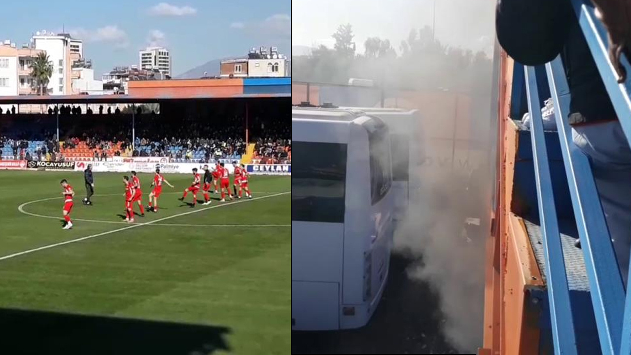 Hatay'da maçta yangın kabusu! Futbolcular sahada kaldı