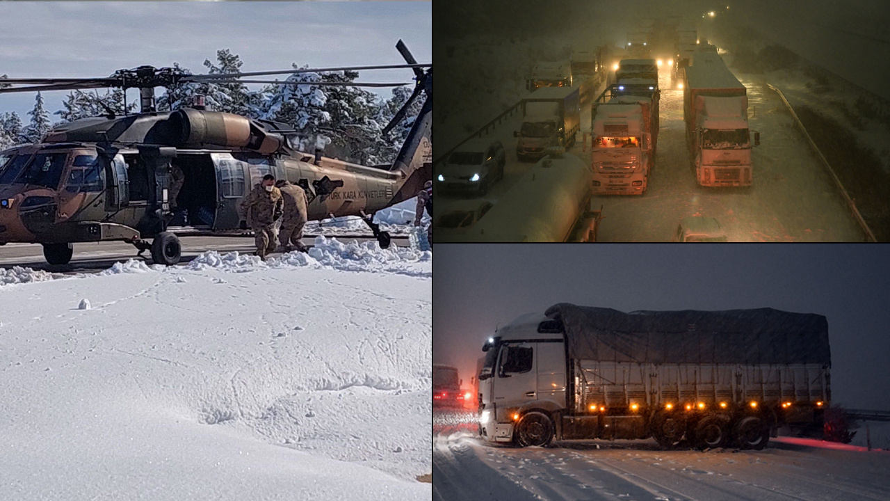 900 araç mahsur MSB 2 helikopter yolladı! Gaziantep'te kar kabusu hayatı felç etti: Vali son durumu açıkladı