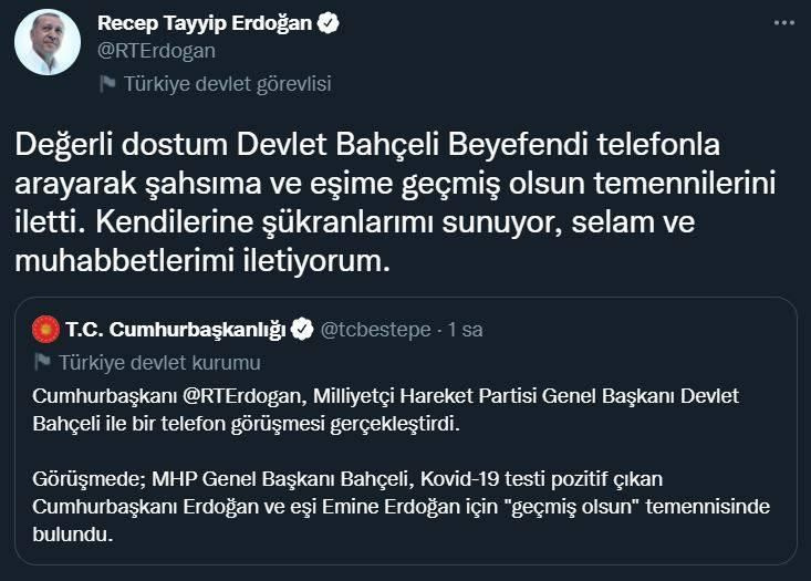 Cumhurbaşkanı Erdoğan tüm geçmiş olsun dileklerine teşekkür etti