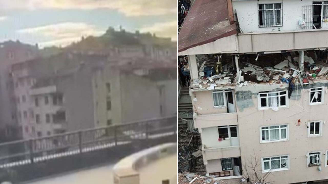Üsküdar'daki binanın patlama anının dehşet görüntüsü