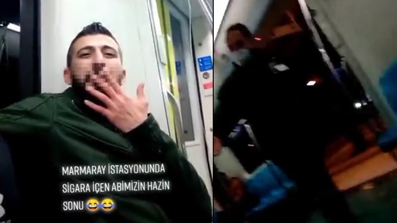 Pişkince Marmaray'da sigara içti! Güvenlik gelince büyük şok yaşadı: Hazin sonu Twitter'da olay oldu