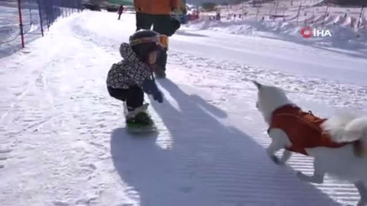 11 aylık kayakçı izleyenleri hayran bıraktı! Sosyal medya onu konuşuyor
