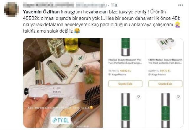 Yasemin Özilhan 45 bin liralık kreme link verdi lüks hayatı ortalığı birbirine kattı