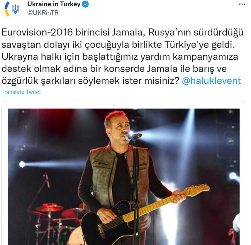 Ukrayna Büyükelçiliği'nden Haluk Levent'e Kırım Türkü Jamala ile konser teklifi! Tek şartı 'Filistin'