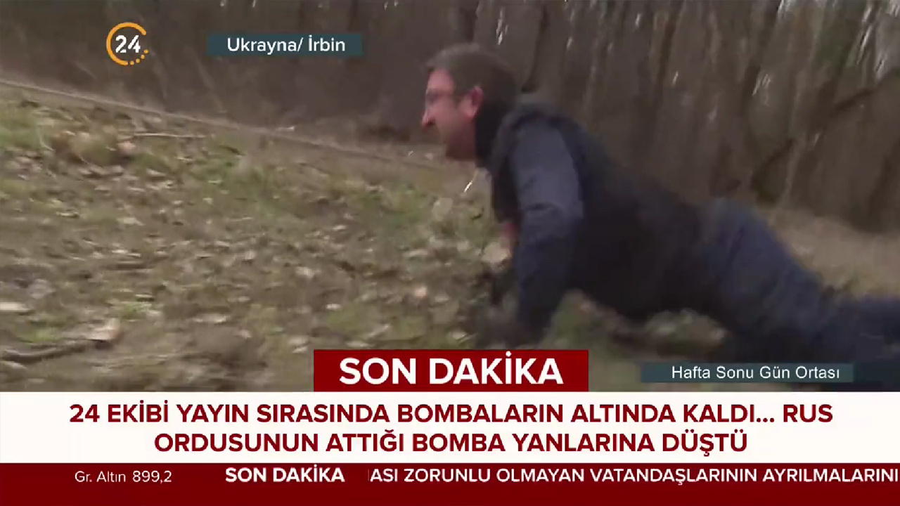 Canlı yayın yaparken bombalar düştü! 24 TV ekibi ölümden döndü: Korku dolu anlar...