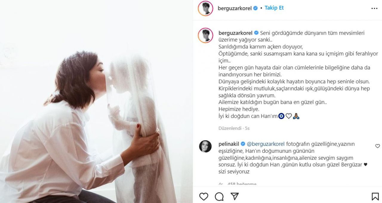 Kimsenin çekmesine izin vermiyordu! Bergüzar Korel ilk kez oğlu Han'ın fotoğrafını paylaştı