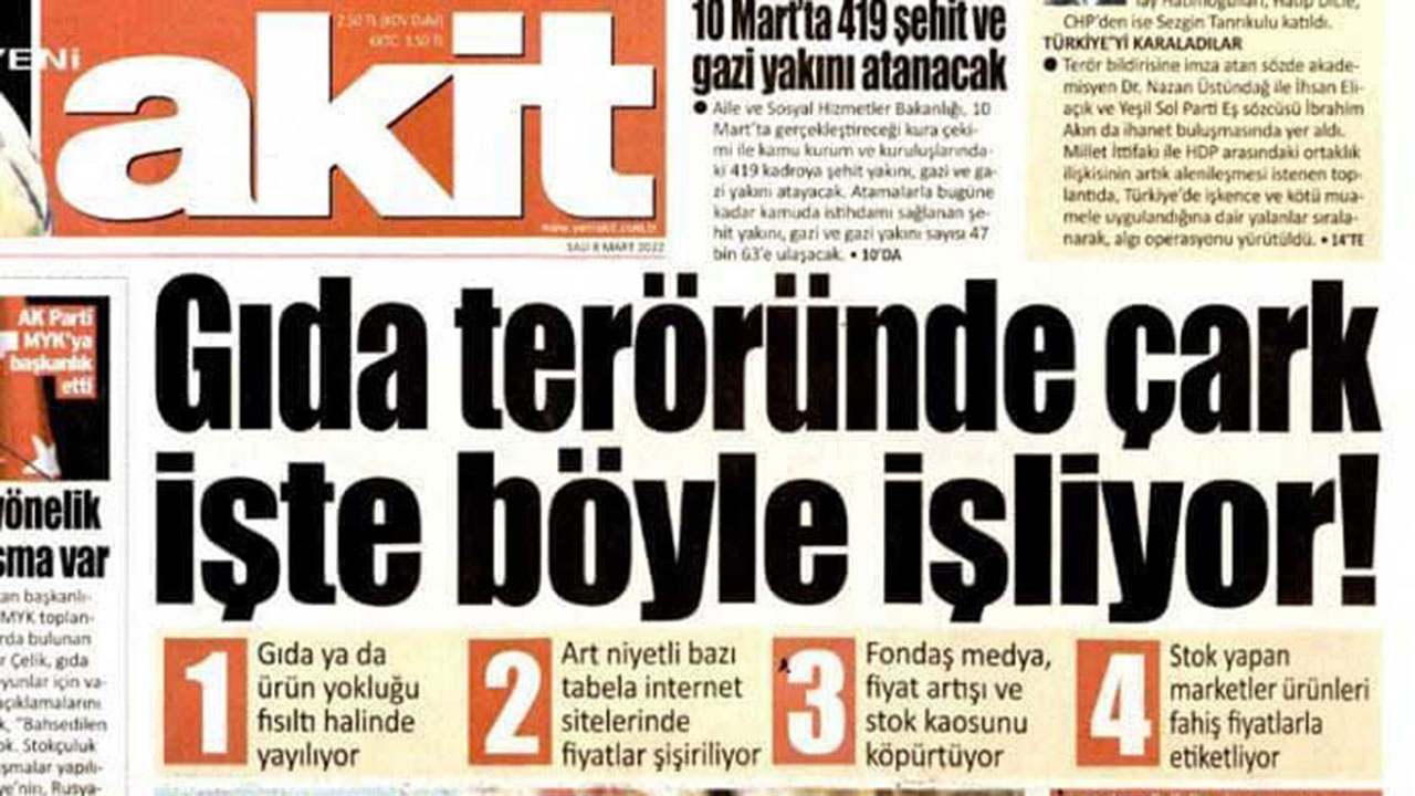 Akit gazetesi çok fena yakalandı! Bir hafta önce 'Hemen ayçiçek yağı alın' dedi bugün onları 'terörist' ilan etti