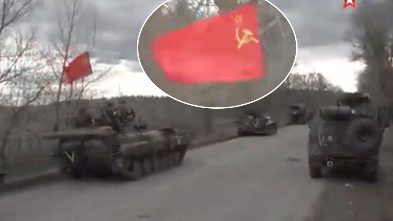 Rusya SSCB bayraklı tankları paylaştı! Putin niyetini bir kez daha açık açık gösterdi