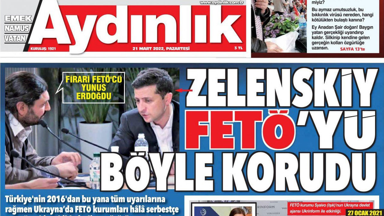Aydınlık Gazetesi'nin Zelenski manşetinde "FETÖ'cü" dediği muhabir kendi muhabiri çıktı!