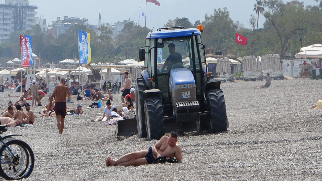 Dünyaca ünlü sahilde şaşkına çeviren görüntü! Turistler güneşlenirken tarla gibi sürüldü