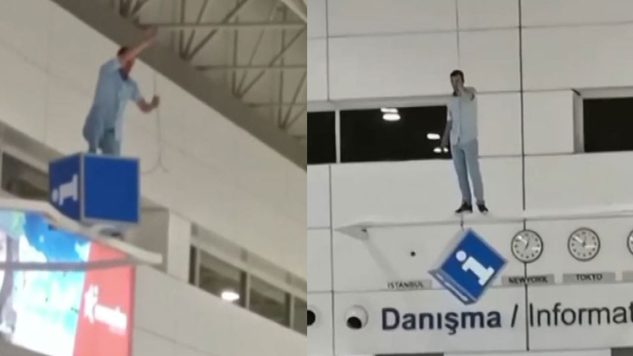 Antalya Havalimanı'nda Rus turistin ihtihar girişimi! Çığlık çığlığa o anlar kamerada