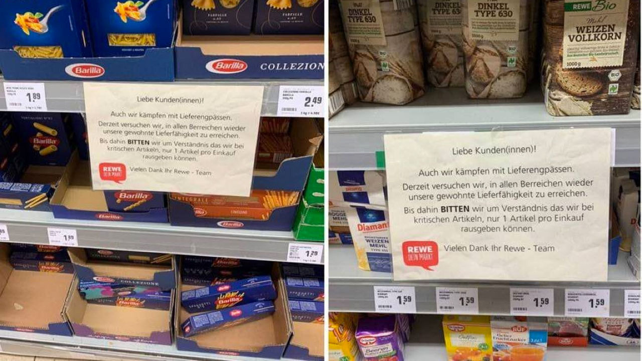 Almanya'da gıda krizi patladı 2 temel besin için market raflarına bu not asıldı