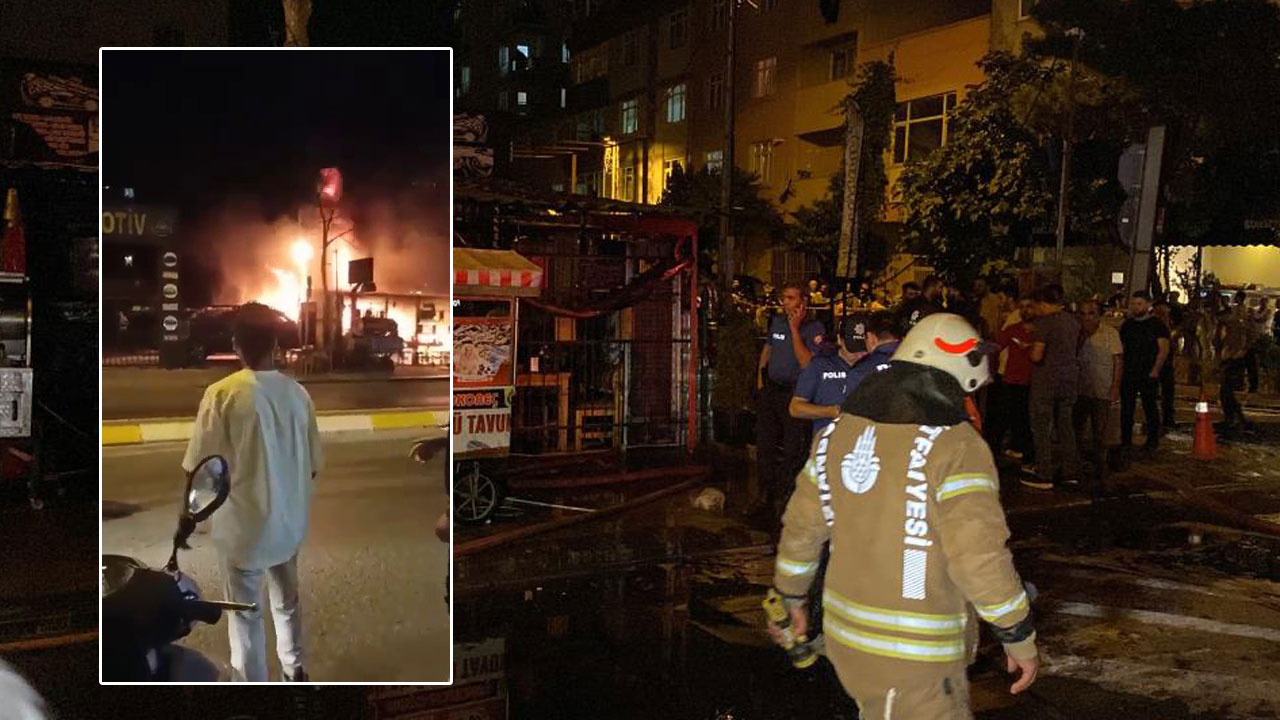 Sultanbeyli’de kokoreççi restoranında patlama! Alev alev yandı