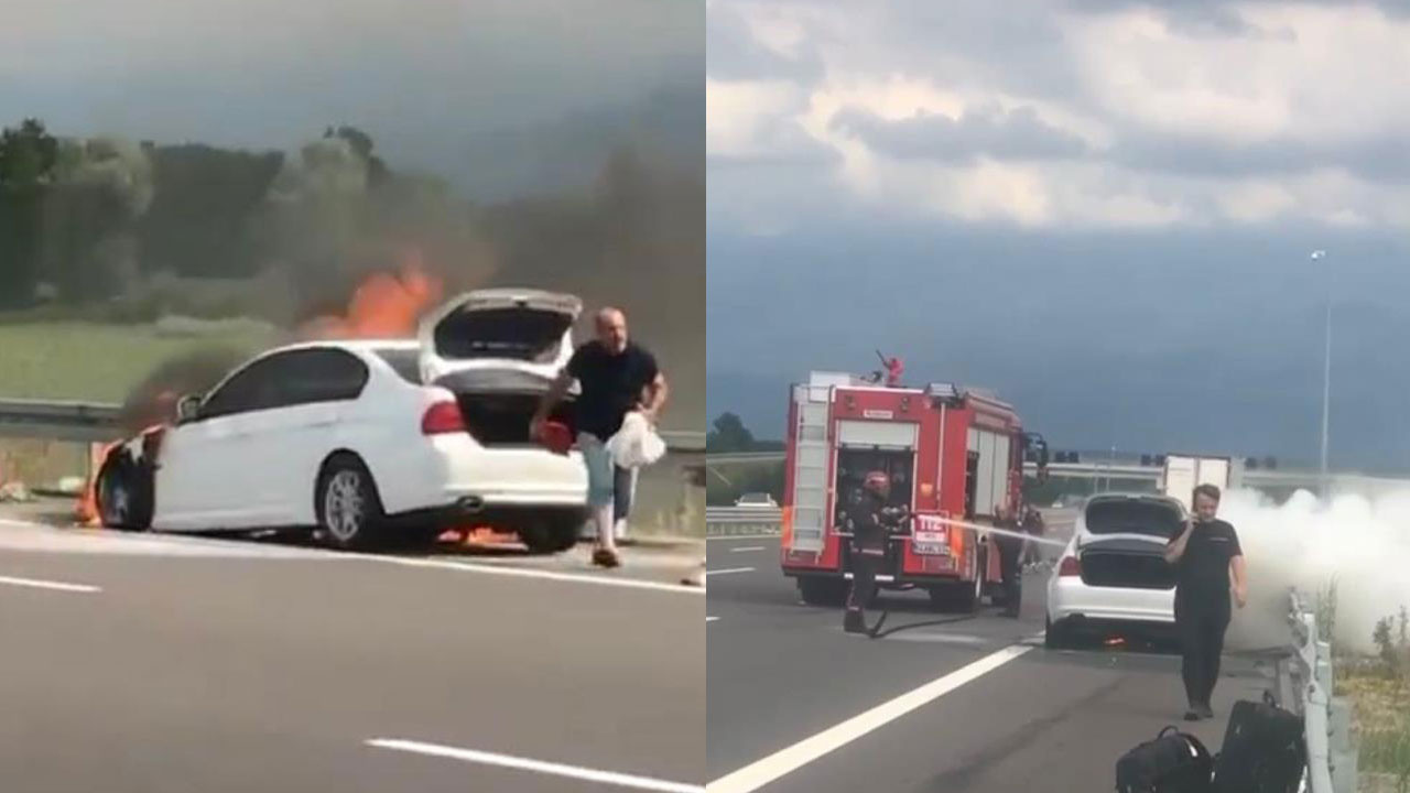 Lüks otomobil Kuzey Marmara’da alevlere teslim oldu