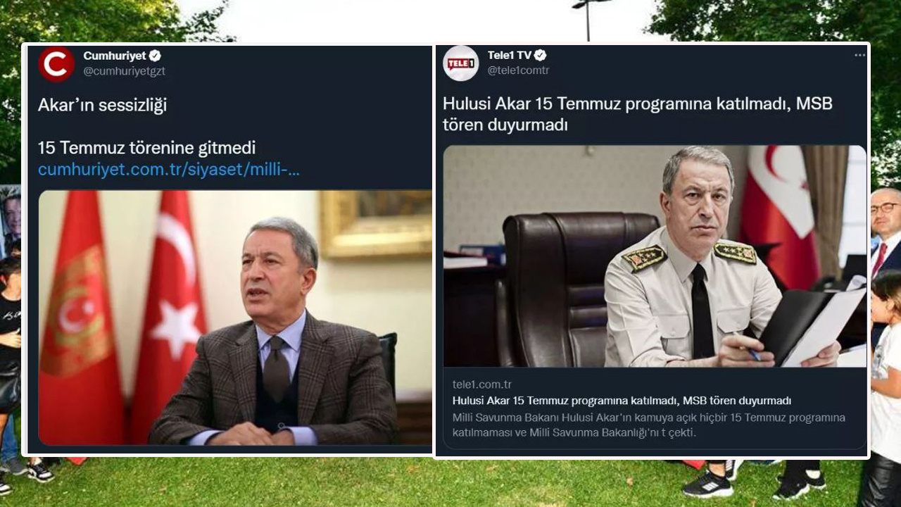 Cumhuriyet ve TELE1'in "Hulusi Akar 15 Temmuz törenine katılmadı" haberleri fotoğraflarla yalanlandı