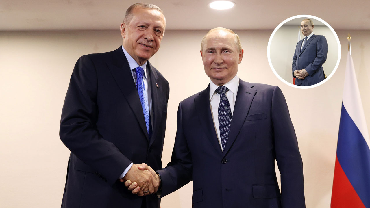 Cumhurbaşkanı Erdoğan'ı ayakta bekledi: Putin'in yüz ifadesi gündem oldu