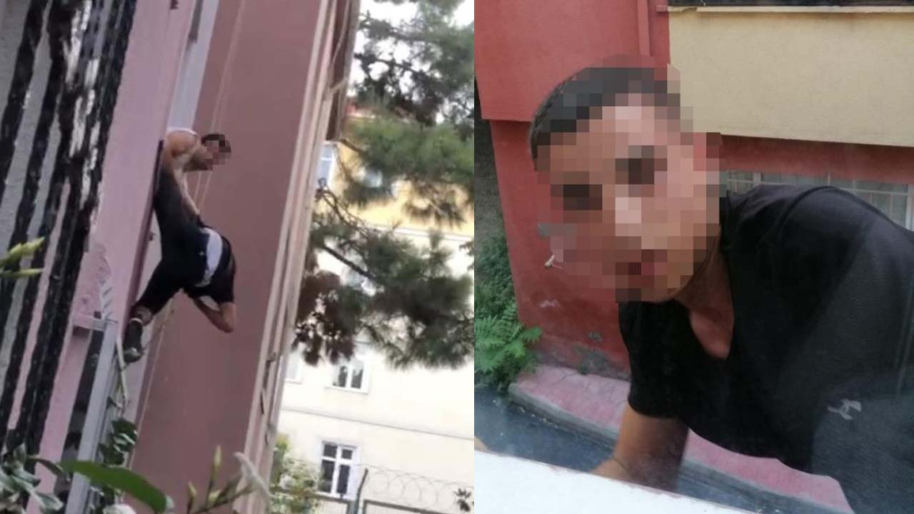 Beyoğlu'nda ev sahibi yakaladığı hırsızı camdan sarkıttı: O anlar kamerada