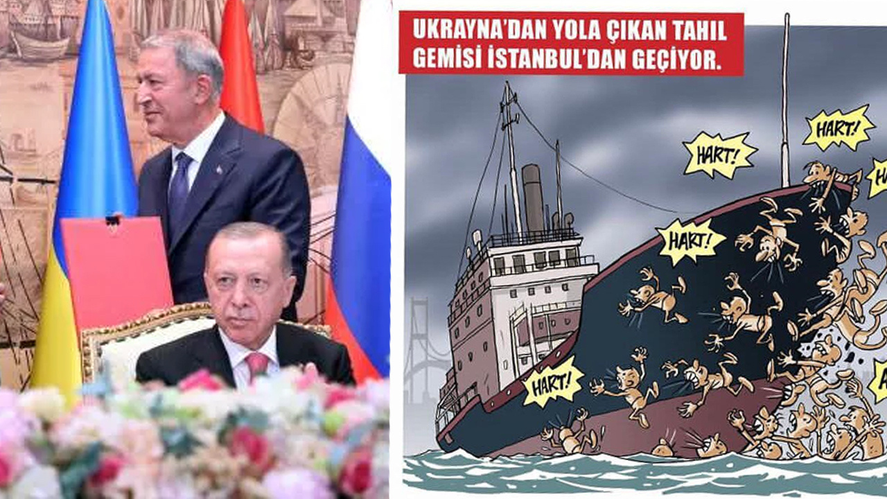 Cumhuriyet'ten tahıl koridoru için Türkiye'yi aşağılayan karikatür!