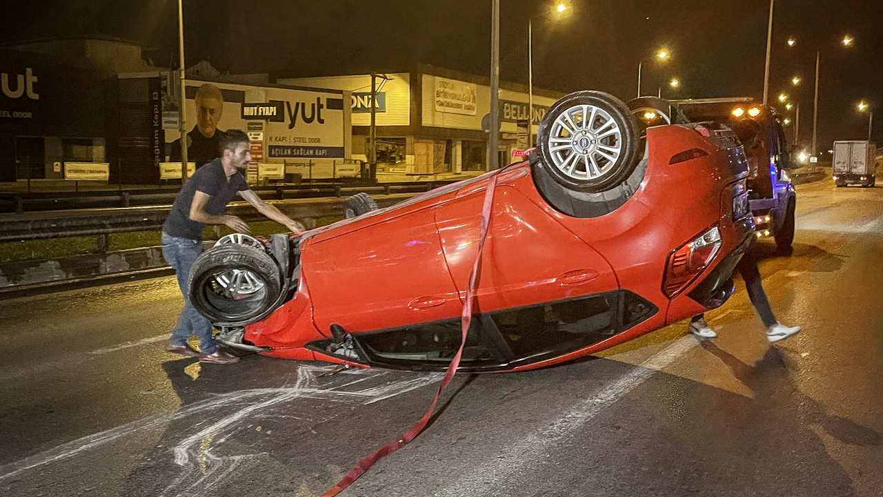 Bursa'da alkollü sürücü takla attı burnu bile kanamadı