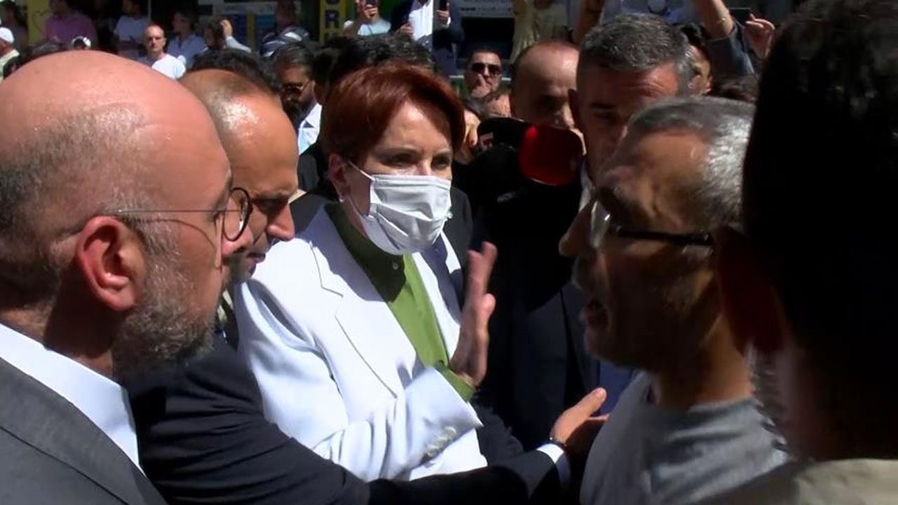 Meral Akşener çok sinirlendi vatandaşa bağırdı korumalar böyle uzaklaştırdı