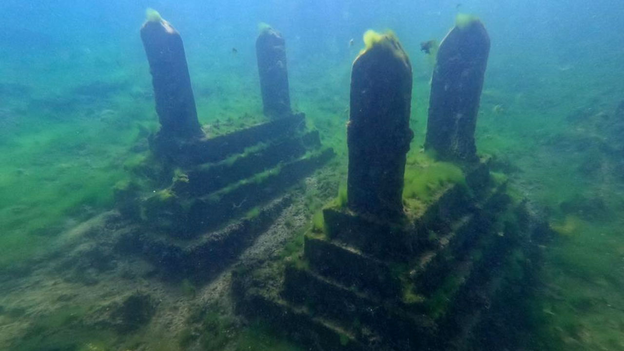 Dicle Barajı altındaki batık kent dalgıçlar tarafından görüntülendi