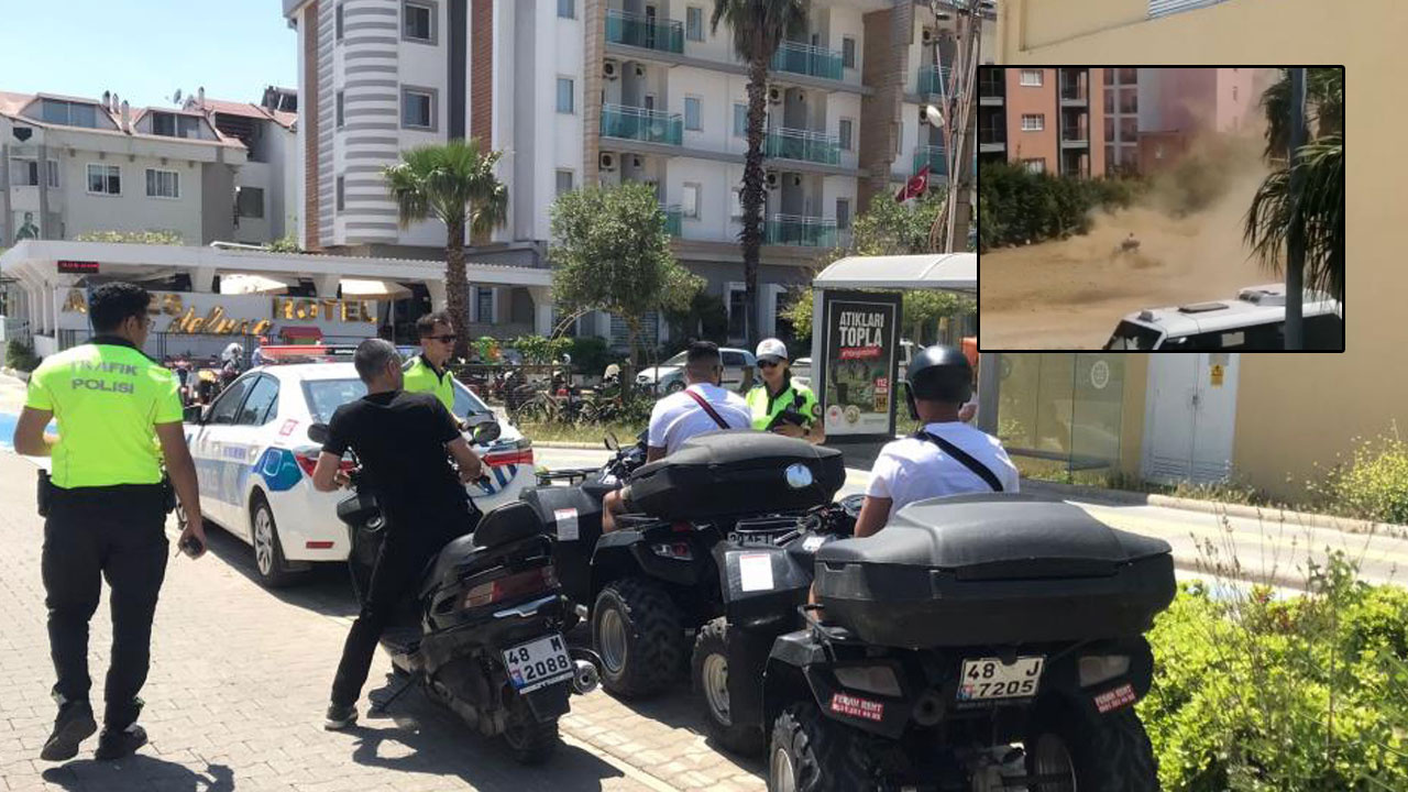 Şehir merkezinde ATV ile drift atan turistlere polisten ceza yağdı