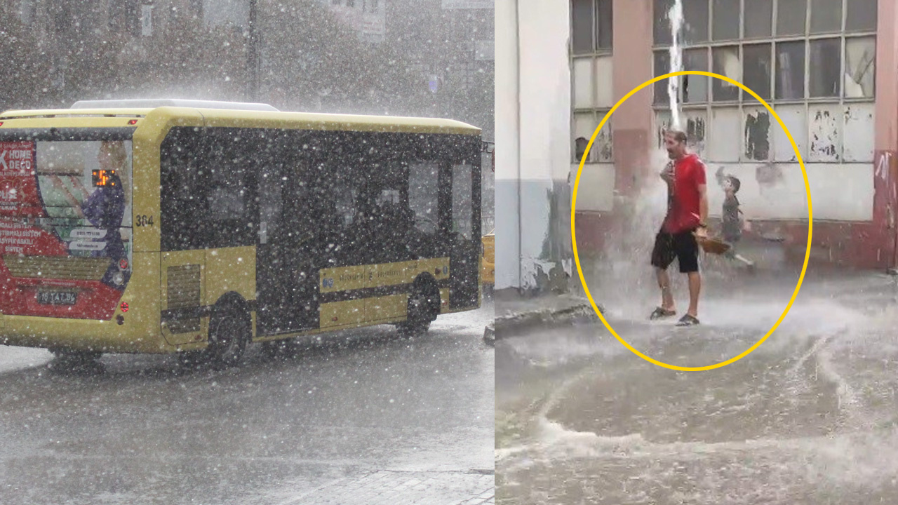 Madem kaçamıyorum yıkanayım dedi Bursa'da yağmur oluğu altında banyo yaptı