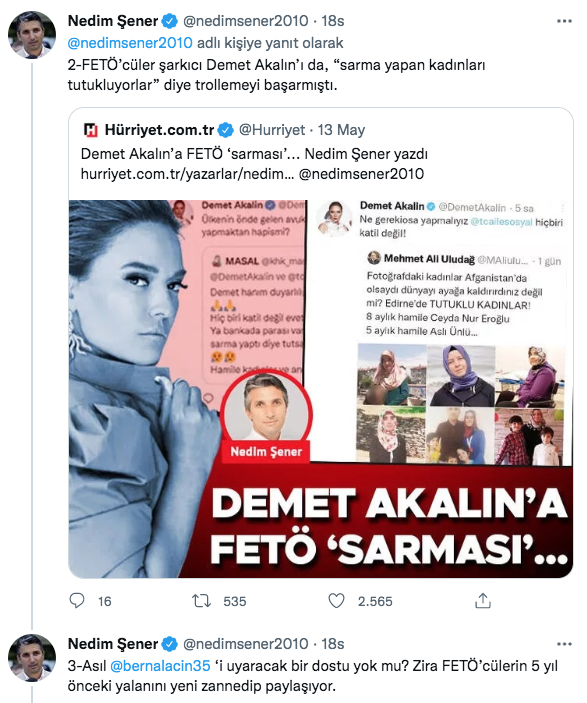 Berna Laçin'i FETÖ kandırdı darbe twiti rezillik Nedim Şener ve Hande Fırat ifşa etti meğer...