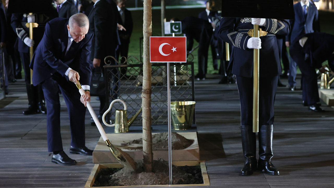 Cumhurbaşkanı Erdoğan, Semerkant'ta ağaç dikti