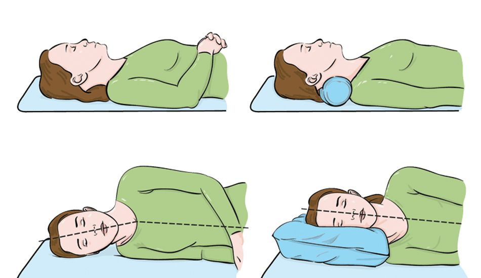 Лечь набок. Положение головы на подушке. Спать на спине. Правильное лежание на подушке. Правильное положение для сна.
