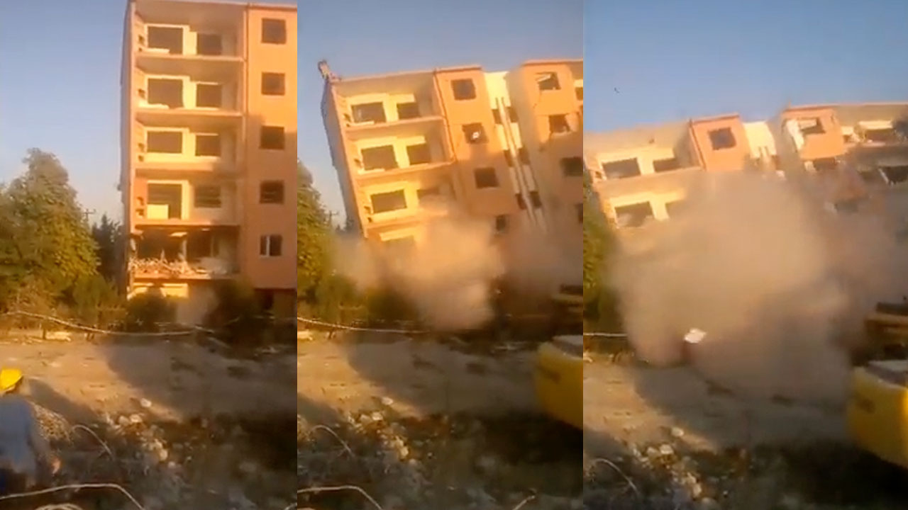 Bursa'da bir kişi attığı taşla 5 katlı binayı yıktı! O anlar kamerada....