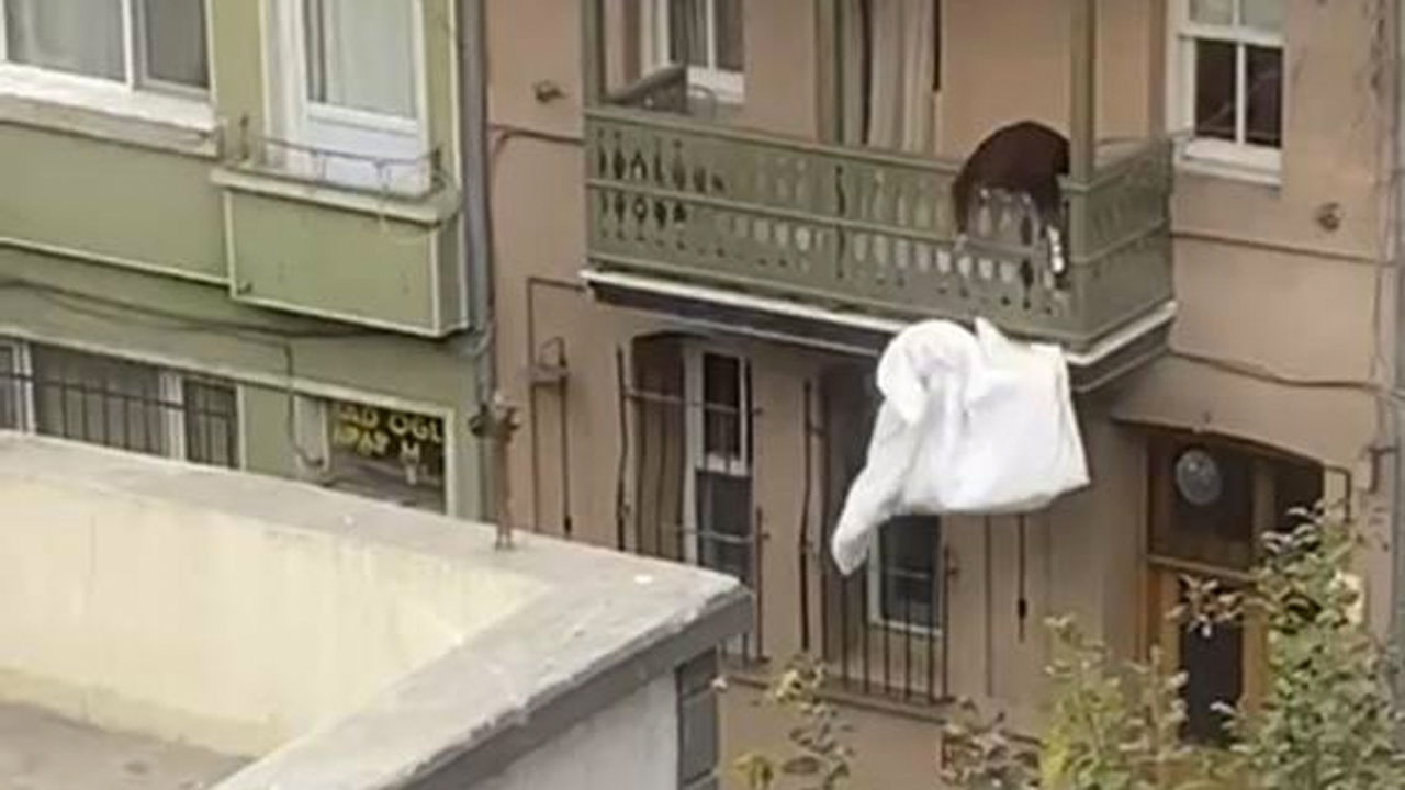 Beyoğlu'nda eve giren hırsızlar güle oynaya televizyon çaldı ulu orta soygun kamerada