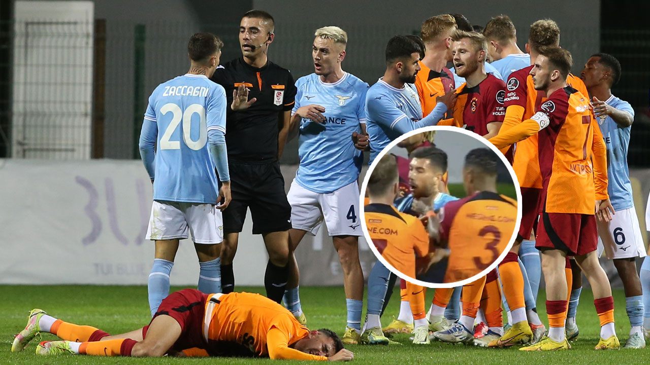 Galatasaray Lazio maçında saha bir anda karıştı! Van Aanholt çılgına döndü, boğazını sıktı!