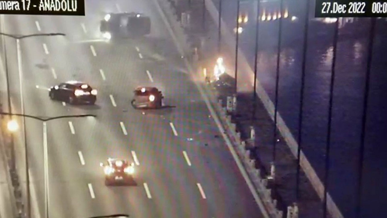 Fatih Sultan Mehmet Köprüsü’ndeki zincirleme trafik kazasının görüntüleri ortaya çıktı