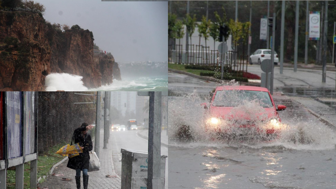 İzmir'de denizin rengi değişti, ağaçlar devrildi! Sağanak yağış dev dalgalar oluşturdu