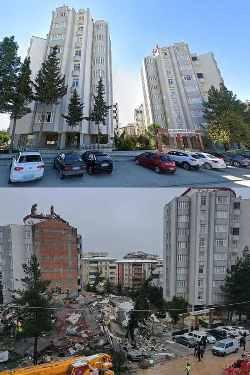 7.7 şiddetinde deprem felaketi! Yıkılan binaların eski ve yeni hali