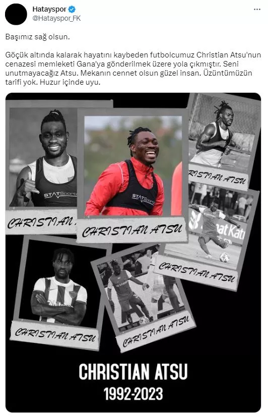 Futbol camiasını yasa boğan ölüm! Christian Atsu için taziye mesajları yağdı