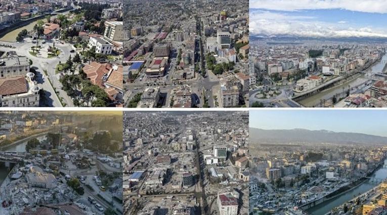 Depremin öncesi ve sonrasına bakın! Yıkımın boyutunu en net özetleyen fotoğraflar