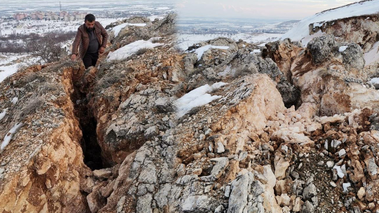 Malatya’da deprem sonrası korkunç manzara: Dağ ikiye bölündü, derin yarıklar oluştu!