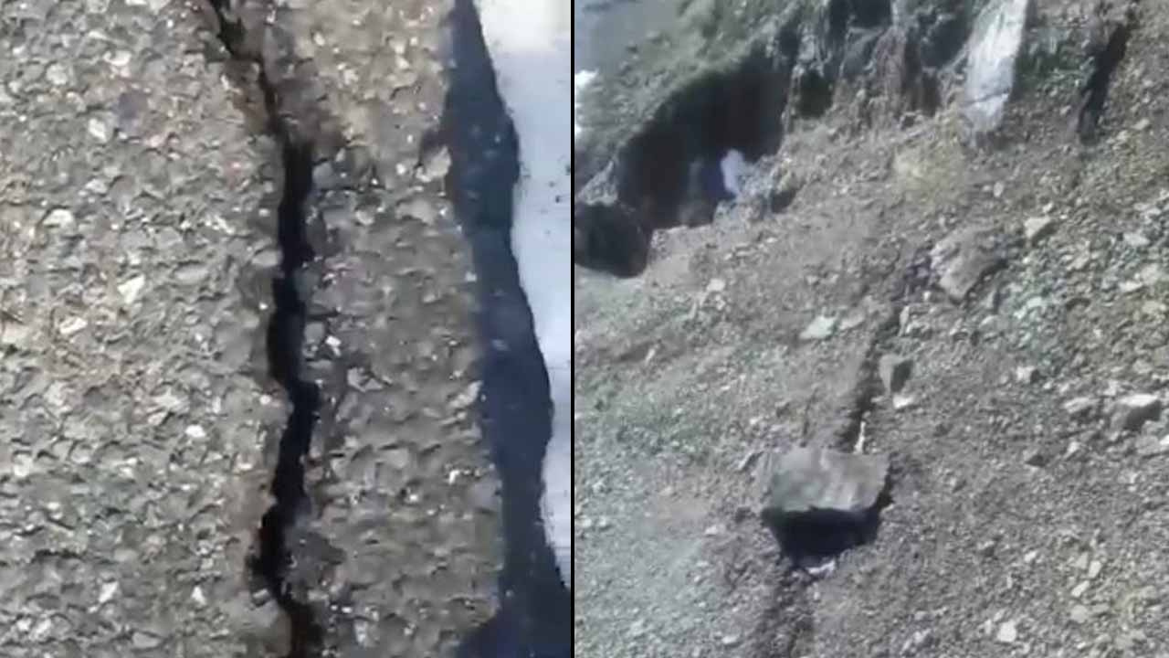 Depremde dağ çatlamış! Zemin sıvılaşması yaşanan Elazığ'dan gelen görüntüye bakın