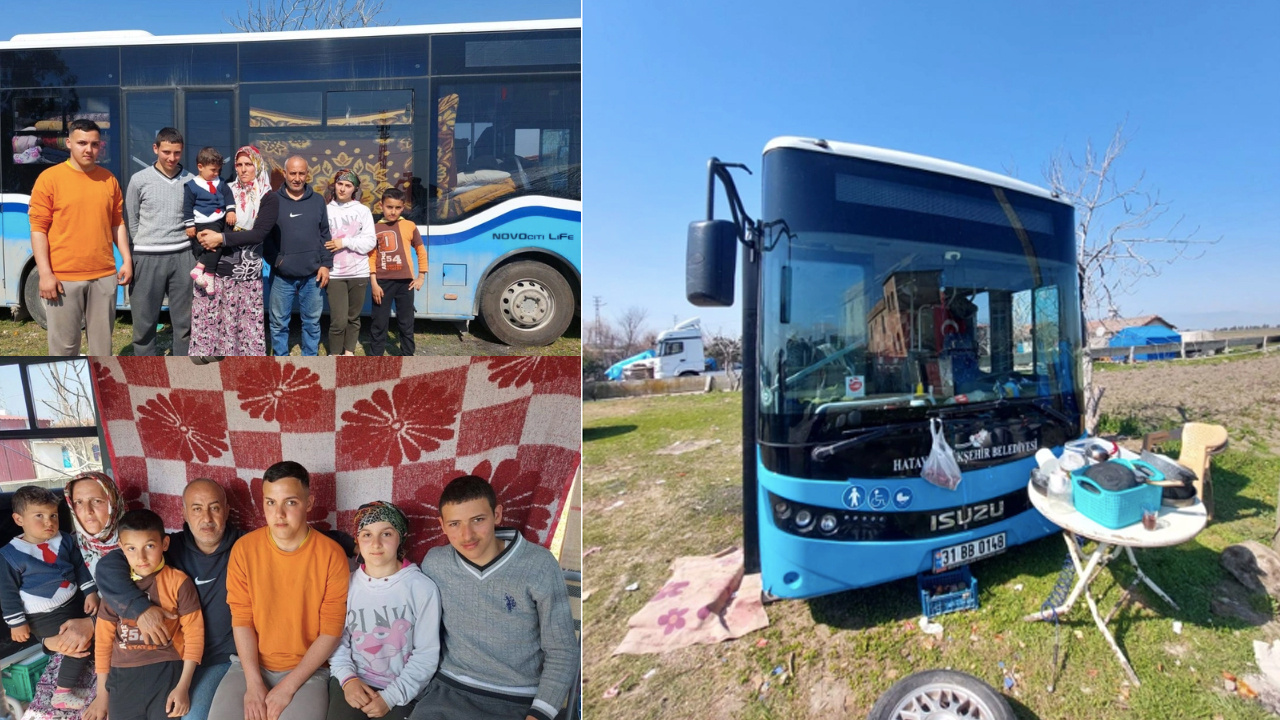 Otobüsü ekmek tekneleriydi şimdi 7 kişilik ailenin evi oldu