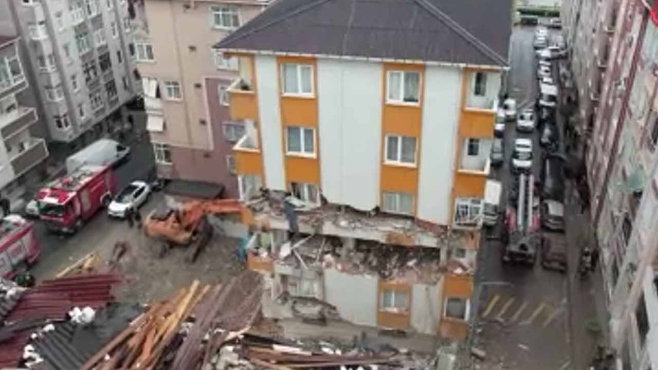İstanbul'da vahim olay! Yıkılmak istenen bina, yan binaya büyük zarar verdi