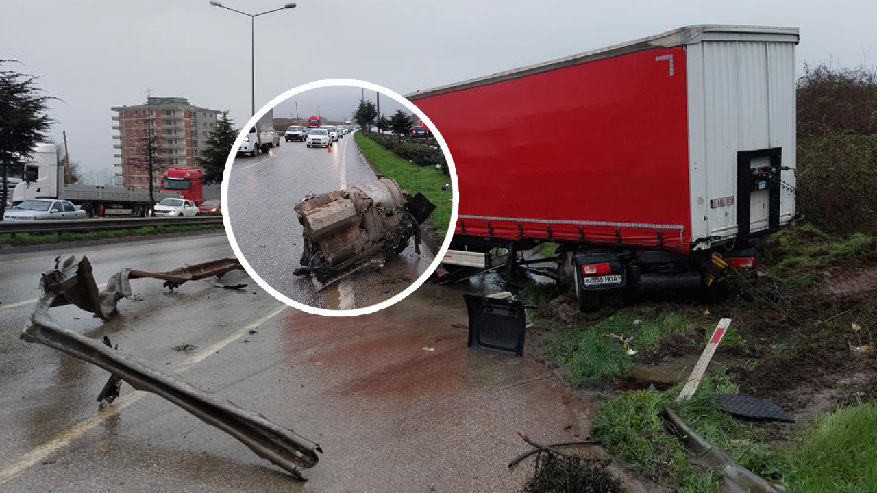 Samsun'da feci kaza! Bariyeri parçaladı, motoru karşı şeride fırladı