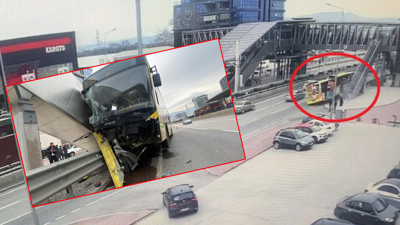 Bursa'da korkunç kaza! Belediye otobüsü bariyerlere ok gibi saplandı! O anlar kamerada...