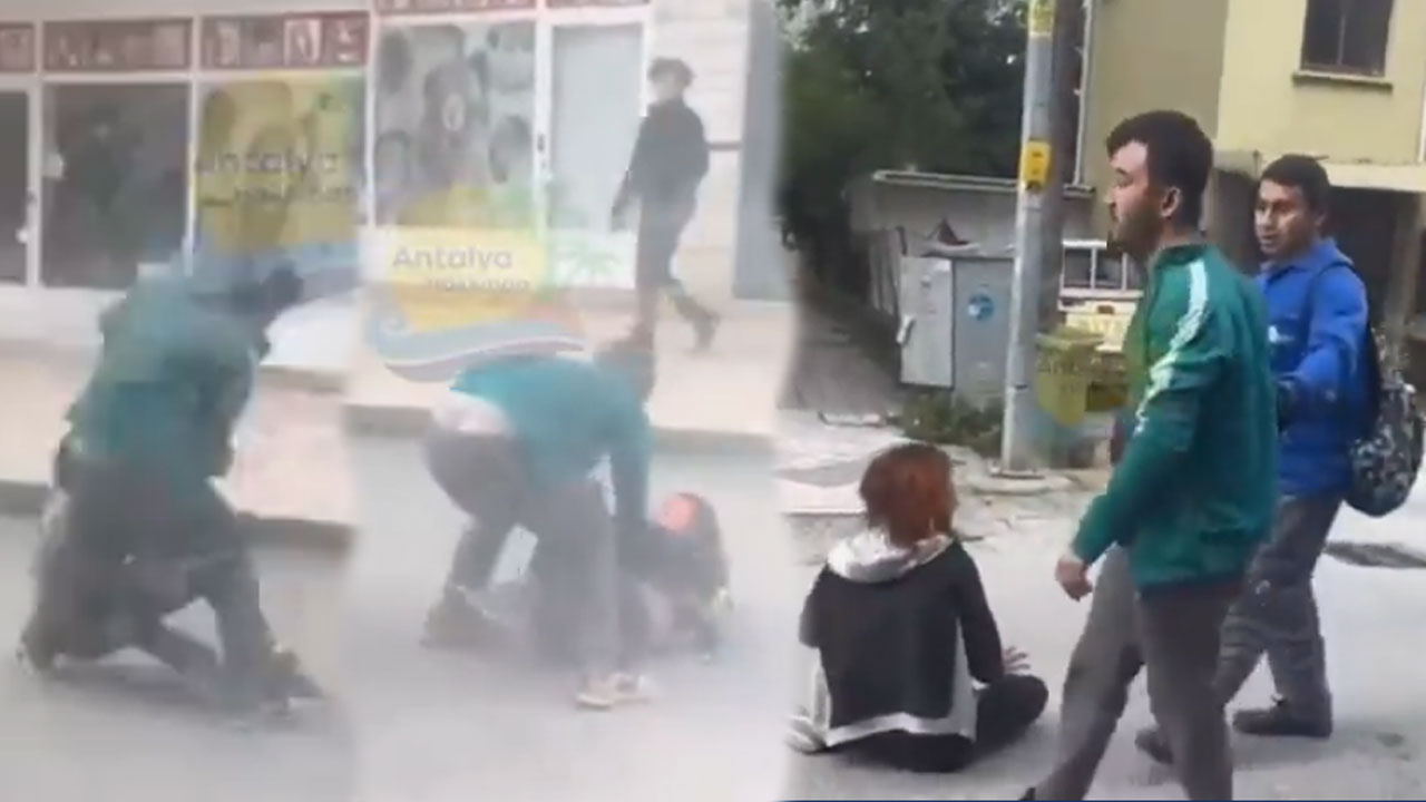 İnsanlık öldü! Sokak ortasında kadını yere yatırıp yumrukladı etraftakiler bakıp geçti...